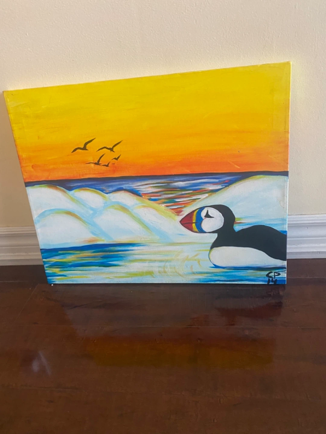 Original Puffin Canvas Painting