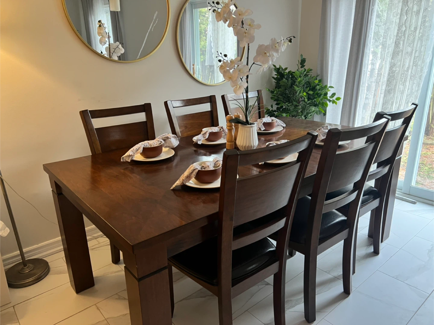 Wooden Dining Table with 6 Chairs