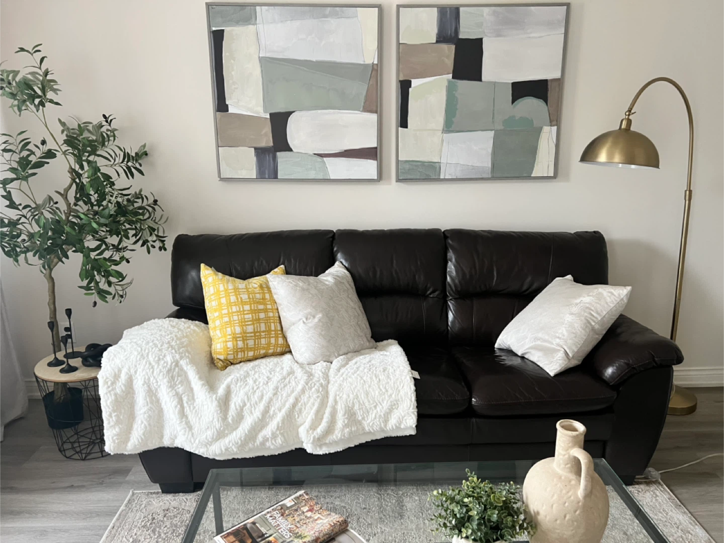 Dark Brown Leather Sofa