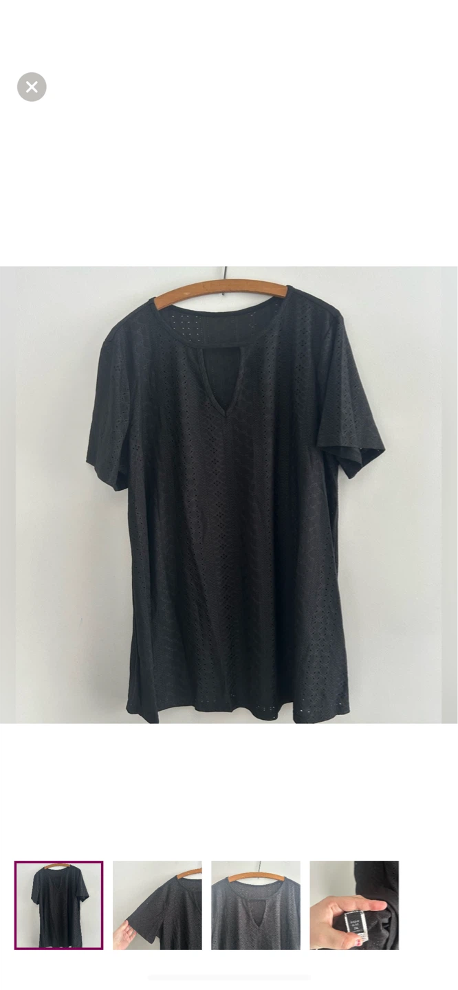 SHEIN Curve Black Eyelet Top Size 2XL