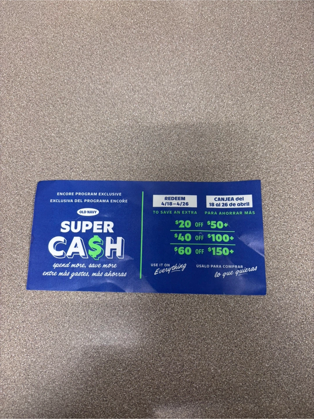 Old Navy Super Cash Coupon