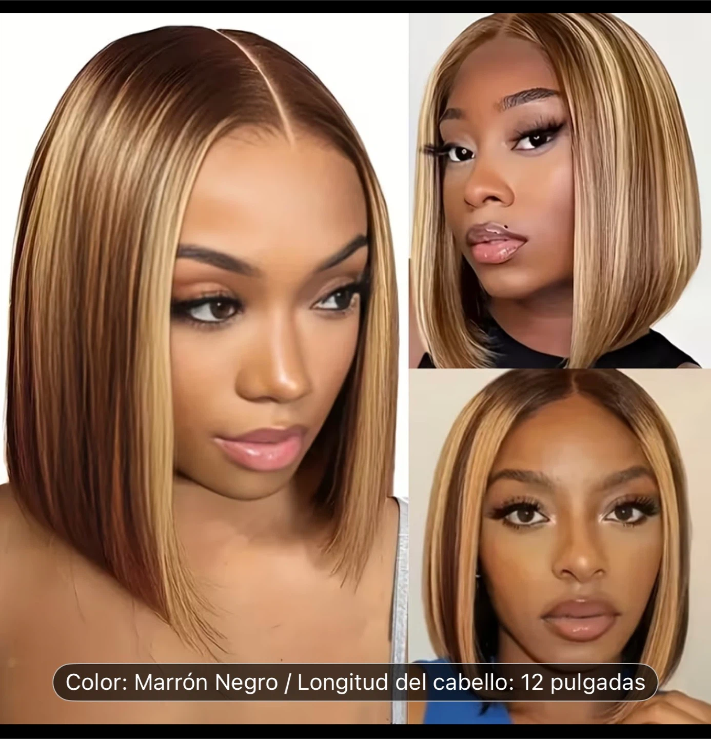 12 Inch Bob Wig - Brown/Black with Blonde Highlights - photo 3