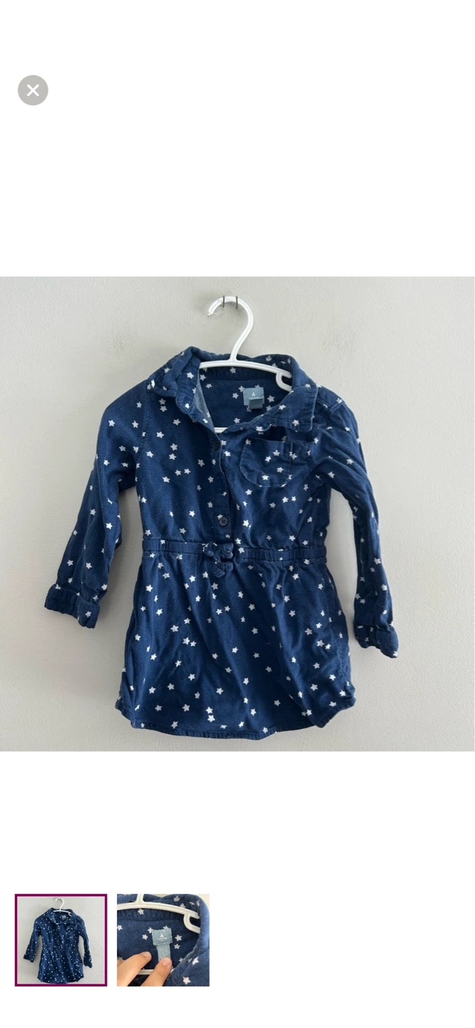 Baby Gap Blue Star Print Button-Up Dress Size 2T