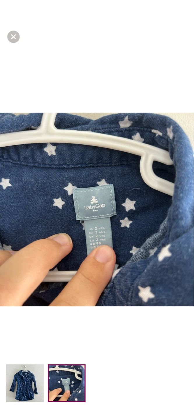 Baby Gap Blue Star Print Button-Up Dress Size 2T - photo 2