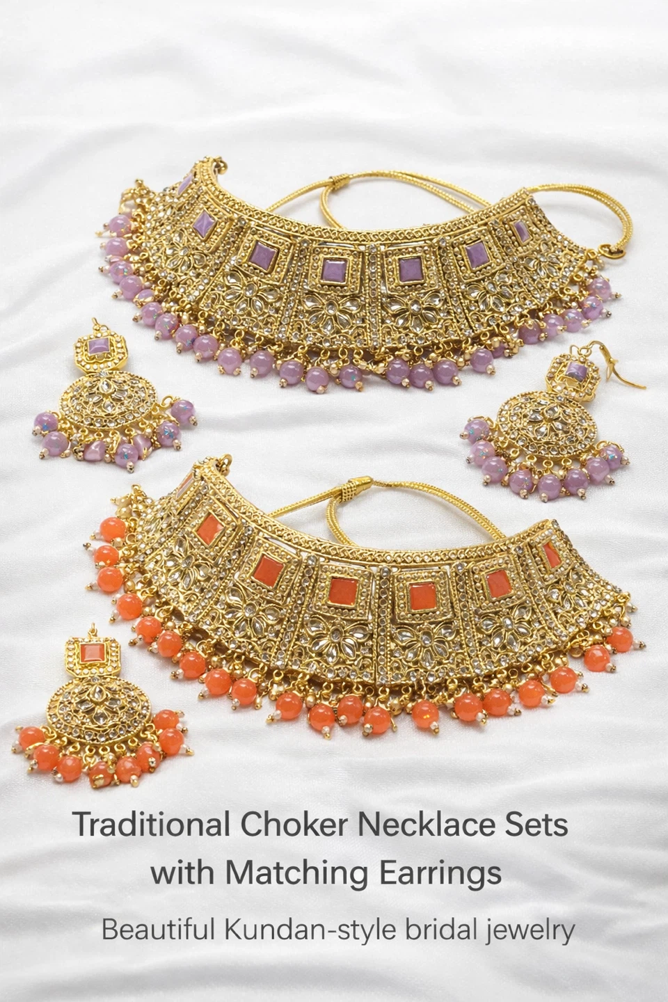 Choker Set with Matching Earrings - Kundan Style
