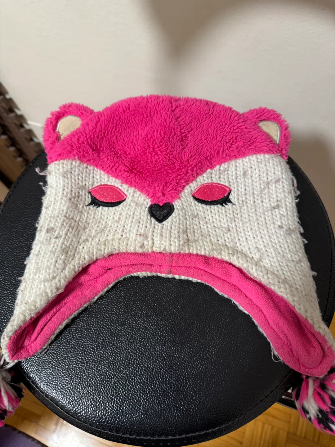 Girls Pink & White Fox Winter Hat 💖🦊