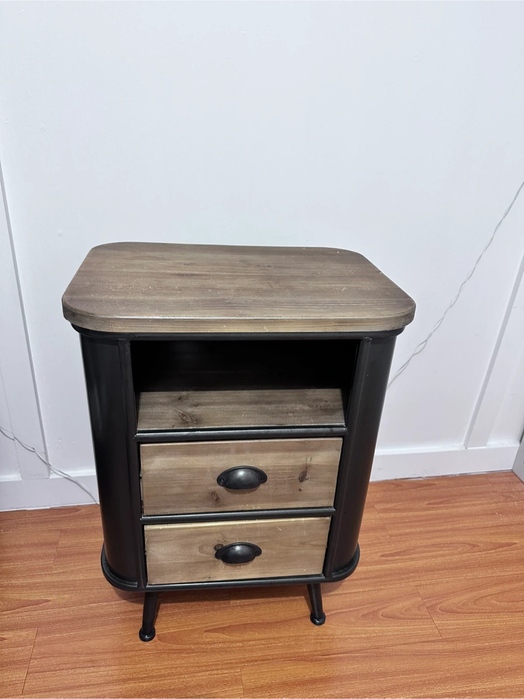 Industrial Style Nightstand with 2 Drawers