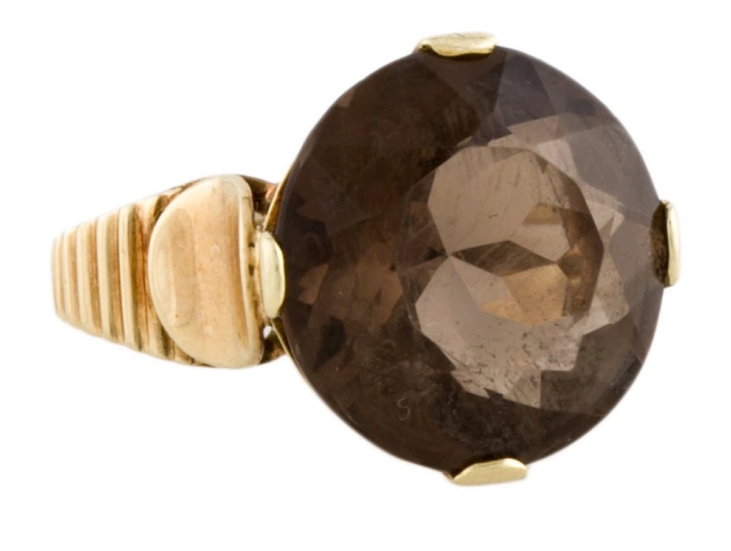 Vintage Smoky Quartz and Yellow Gold Ring - photo 2