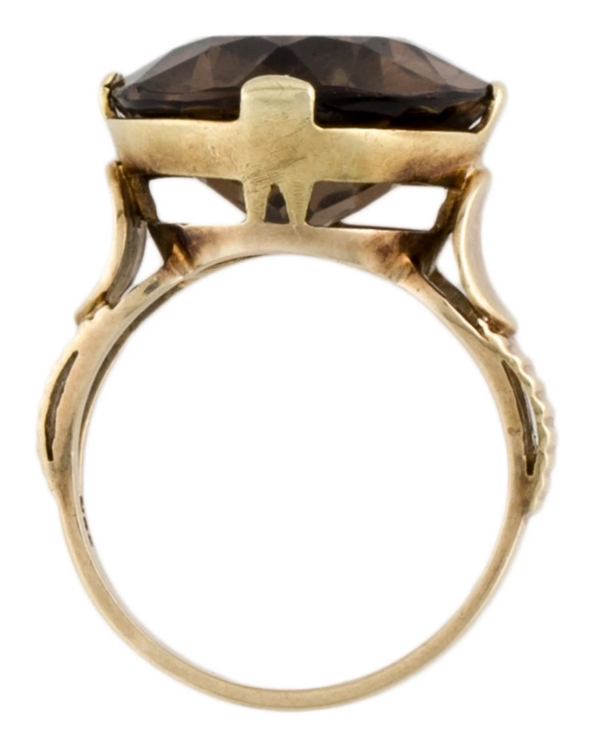 Vintage Smoky Quartz and Yellow Gold Ring - photo 4