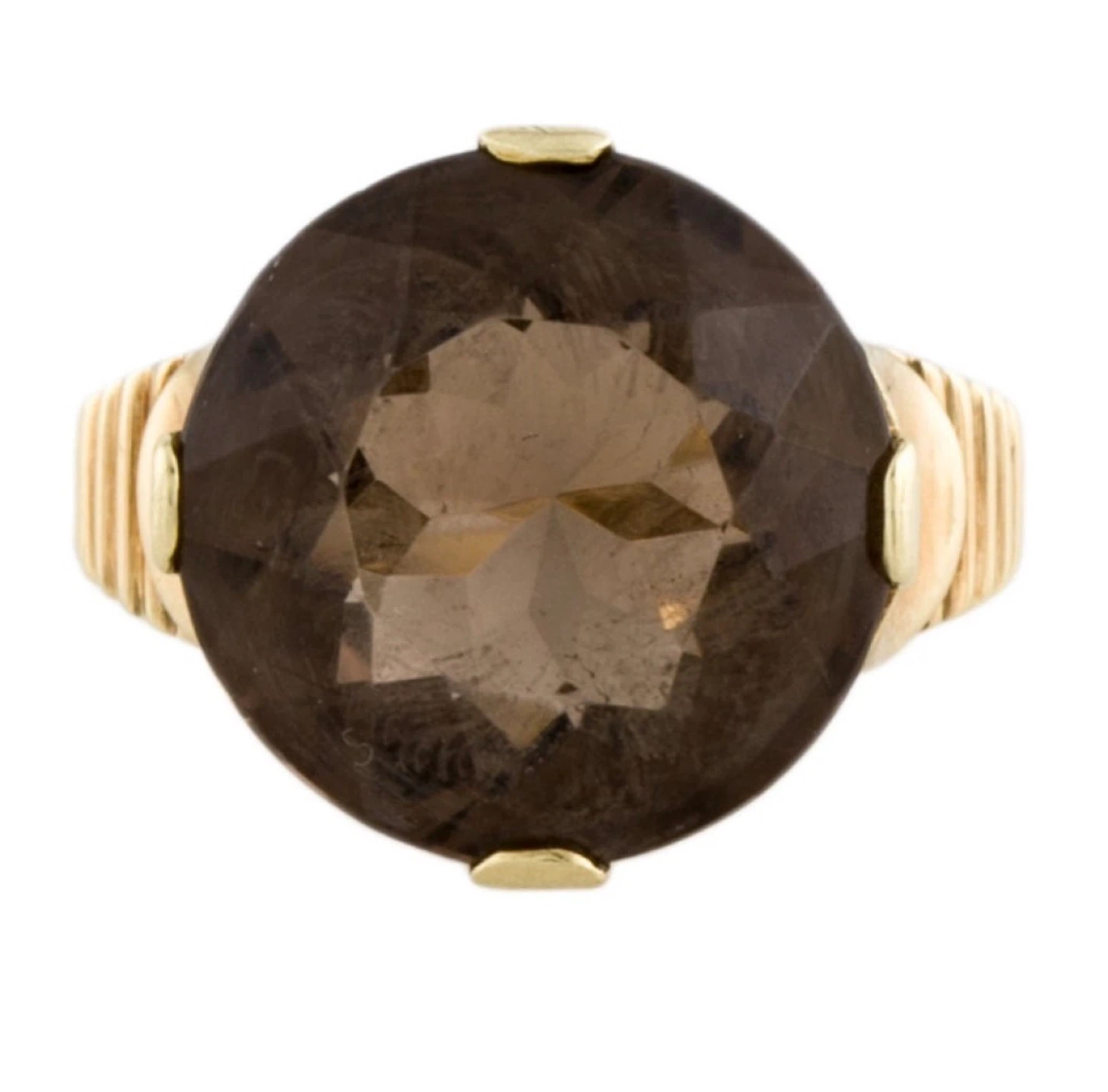Vintage Smoky Quartz and Yellow Gold Ring