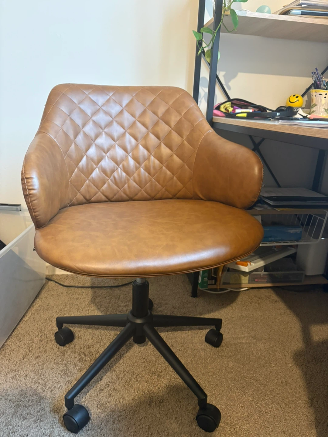Tan Faux Leather Office Chair - photo 2
