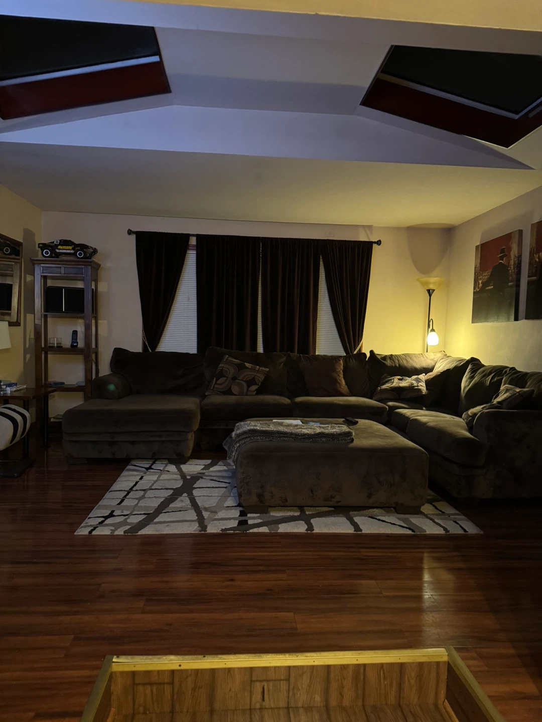 Large Brown Sectional Couch with Ottoman - photo 3