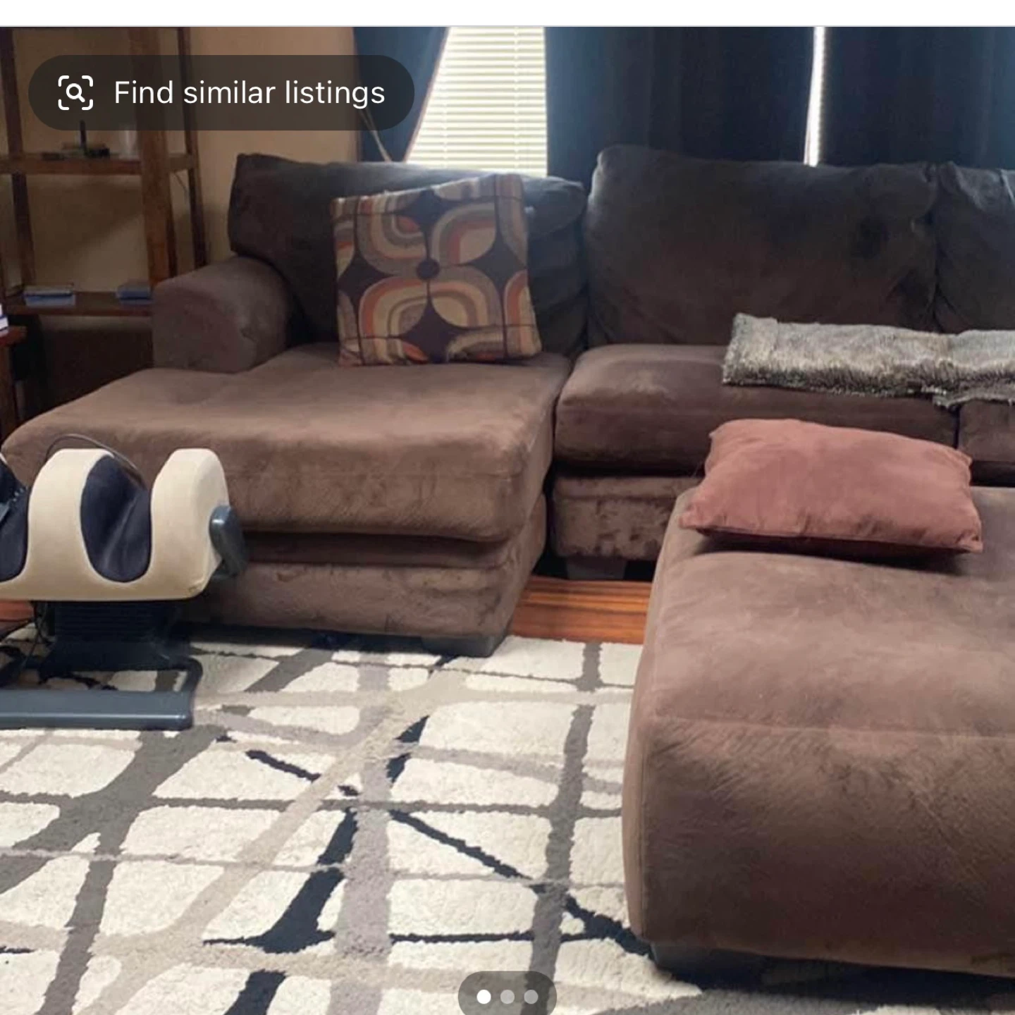 Large Brown Sectional Couch with Ottoman