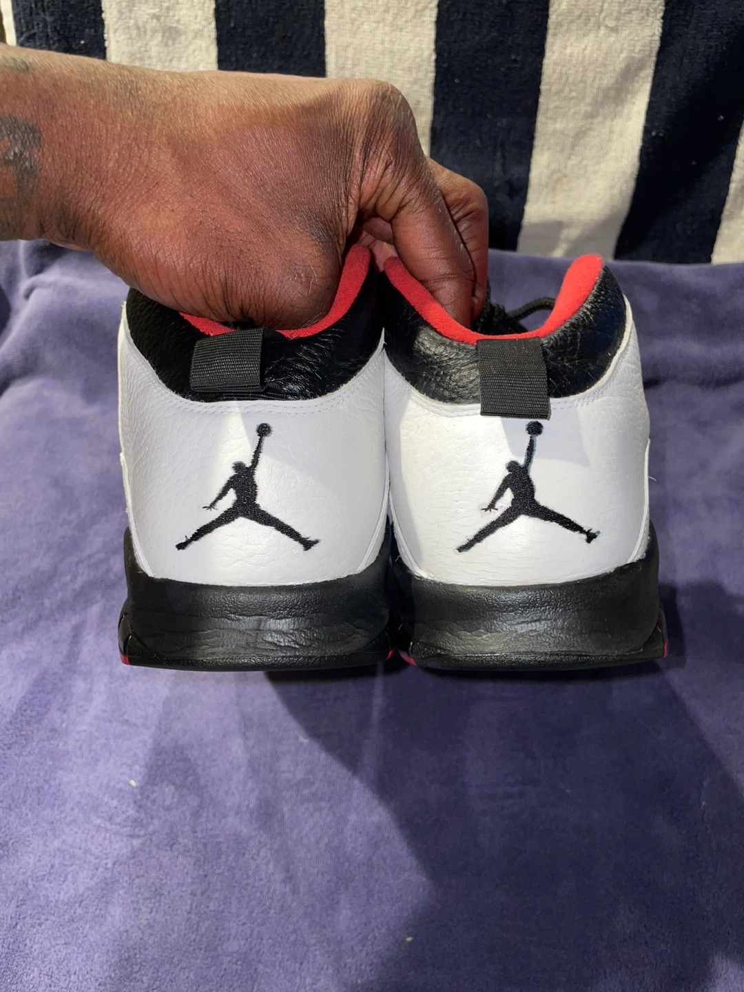 Air Jordan 10 Retro "45" White Black Red Men's Basketball Shoes - photo 2