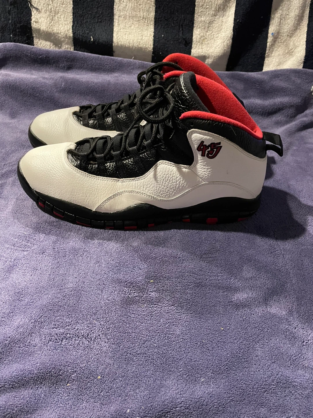 Air Jordan 10 Retro "45" White Black Red Men's Basketball Shoes