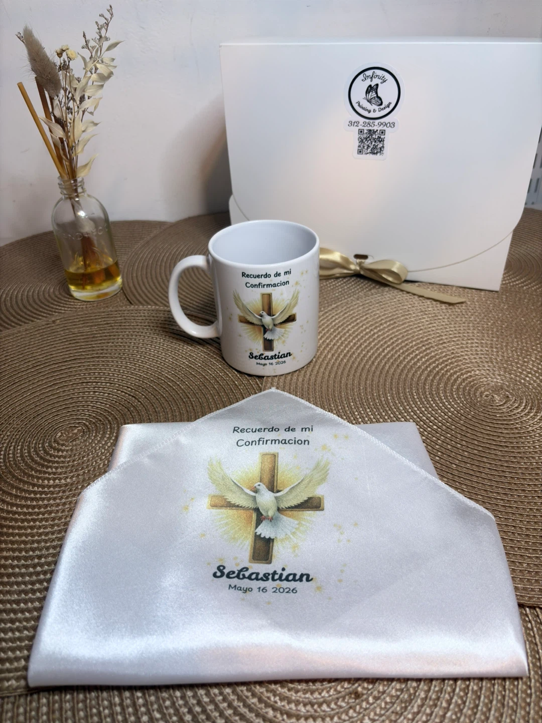 Custom Confirmation Keepsake Mug and Cloth Set