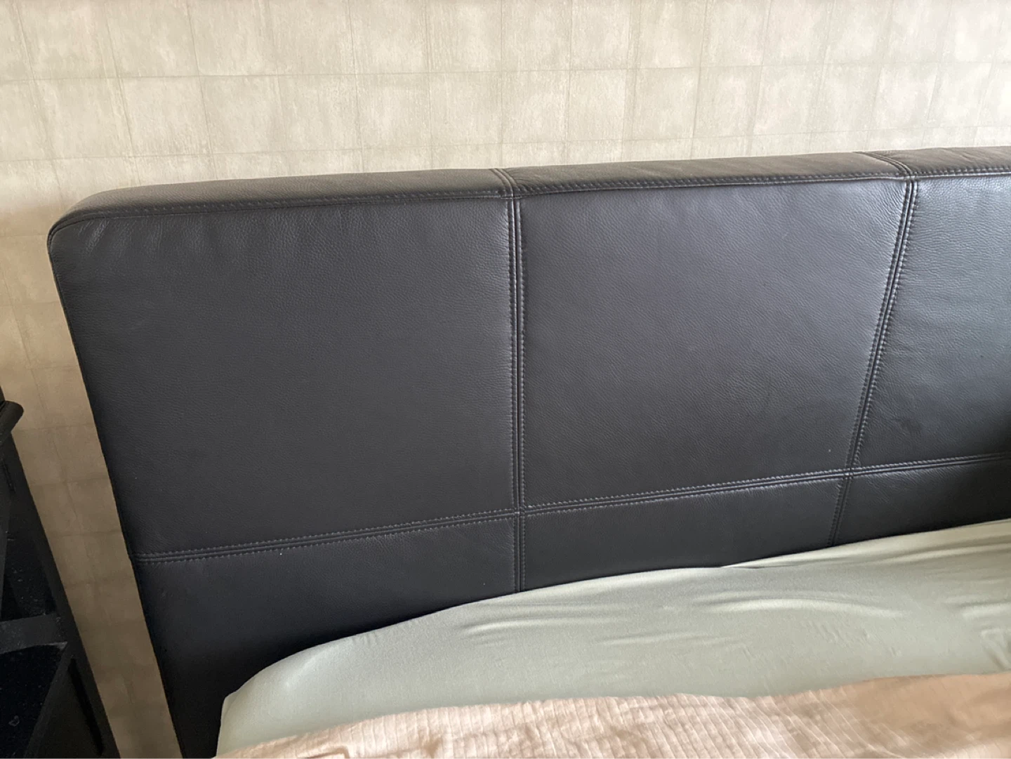 Black Faux Leather king Size Bed Frame - photo 2