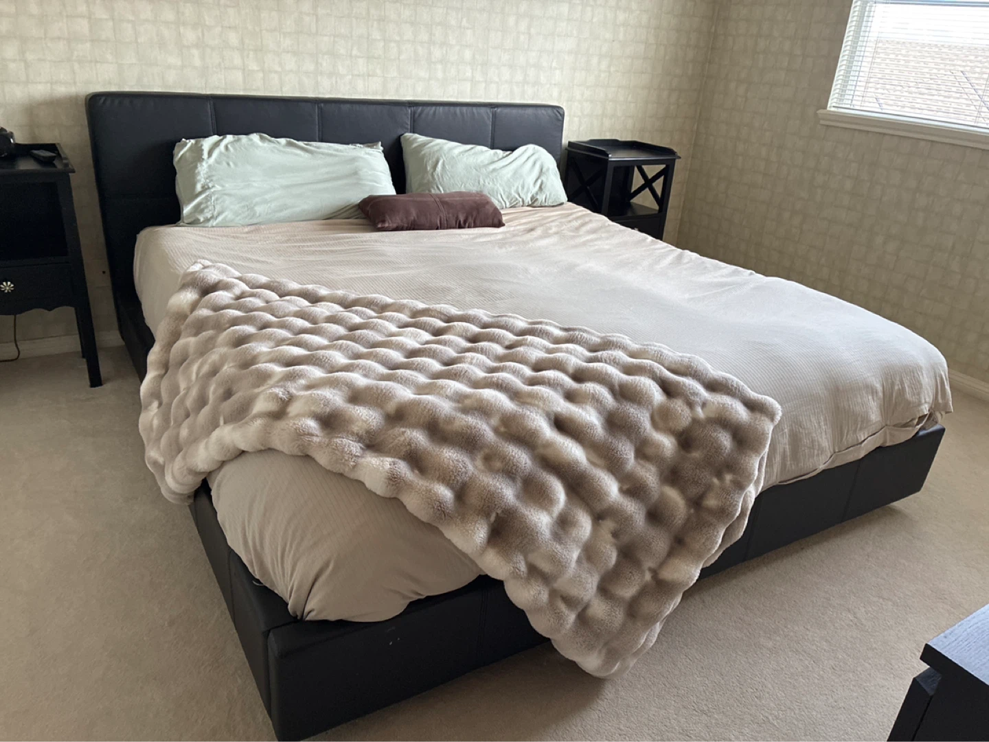 Black Faux Leather king Size Bed Frame