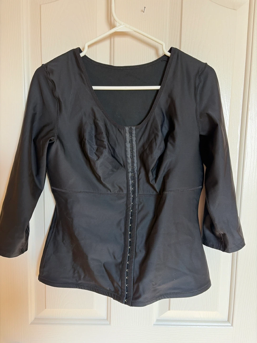 Black Compression Top with Hook and Eye Closure