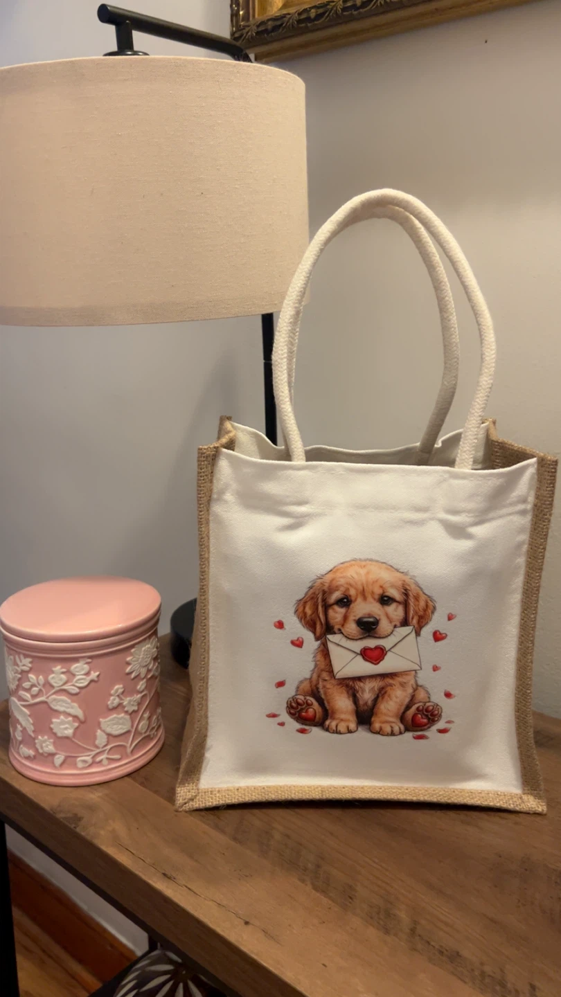 Dog Lover Jute Tote Bag