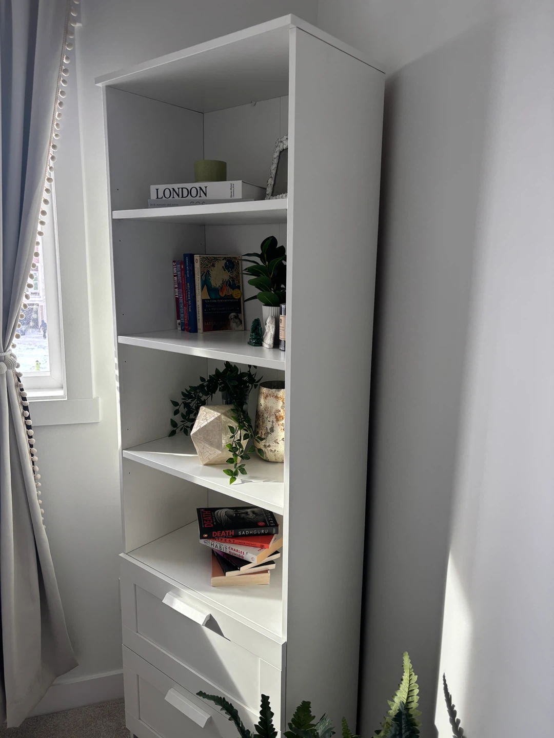 White Bookshelf with Drawers - photo 2