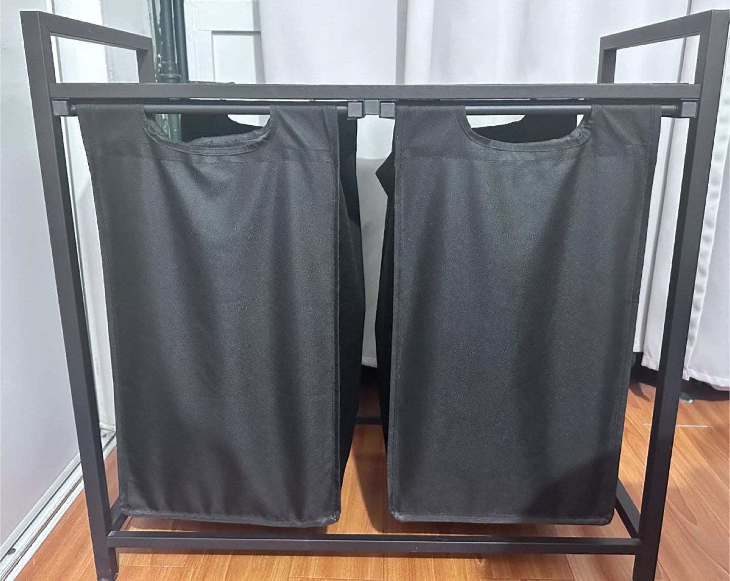 Double Laundry Hamper with Wood Top - photo 2