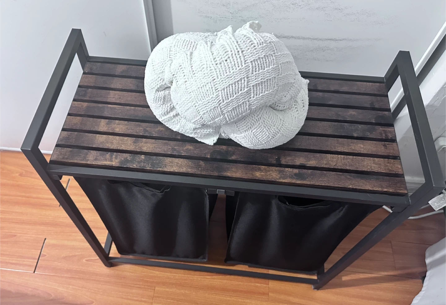 Double Laundry Hamper with Wood Top