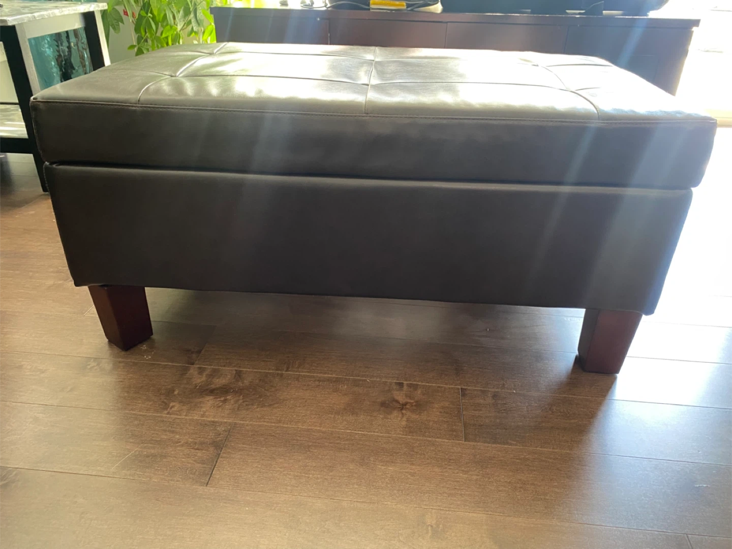 Dark Brown Faux Leather Storage Ottoman Bench - photo 4