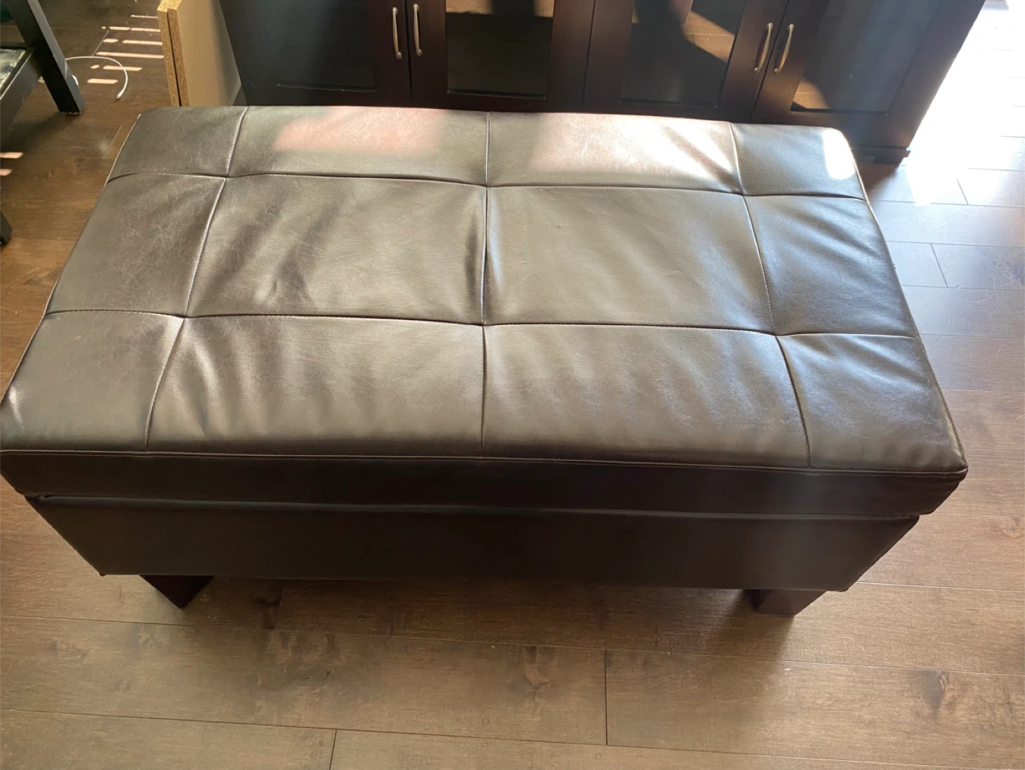 Dark Brown Faux Leather Storage Ottoman Bench - photo 3