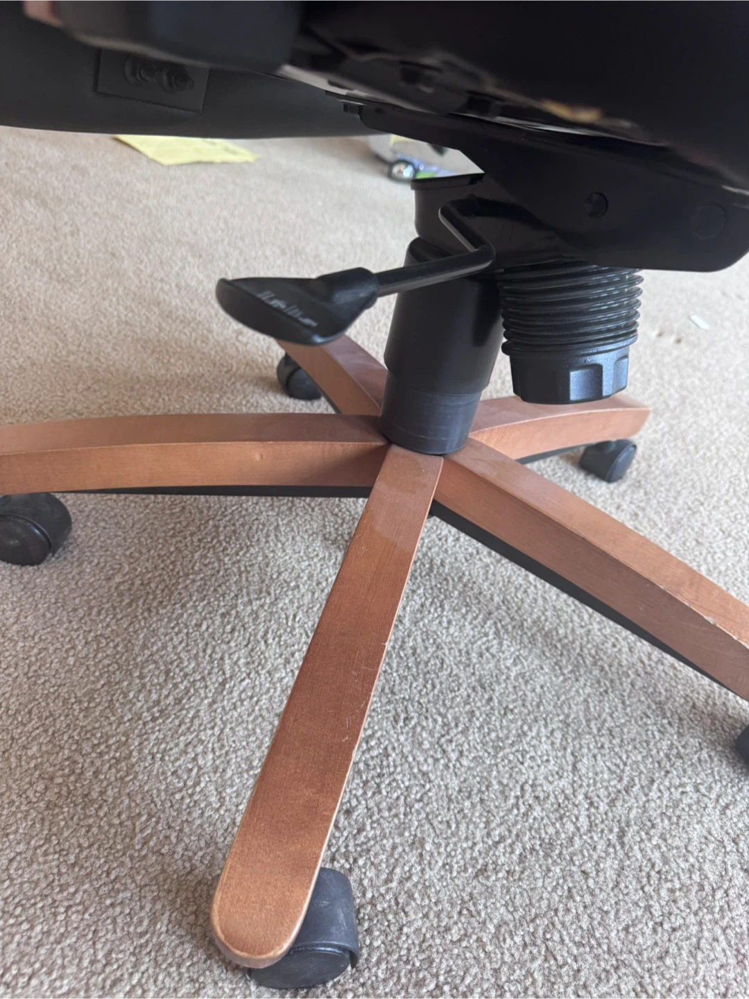 Black Leather Executive Office Chair with Wooden Accents - photo 3