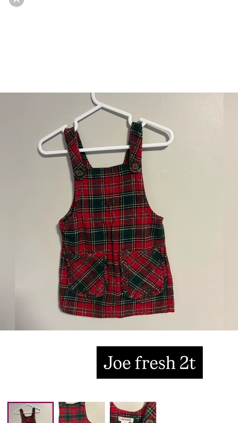 Joe Fresh Toddler Girls Plaid Pinafore Dress Size 2 - photo 4