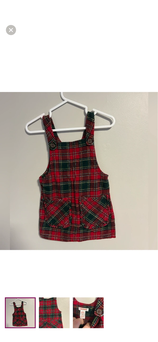 Joe Fresh Toddler Girls Plaid Pinafore Dress Size 2