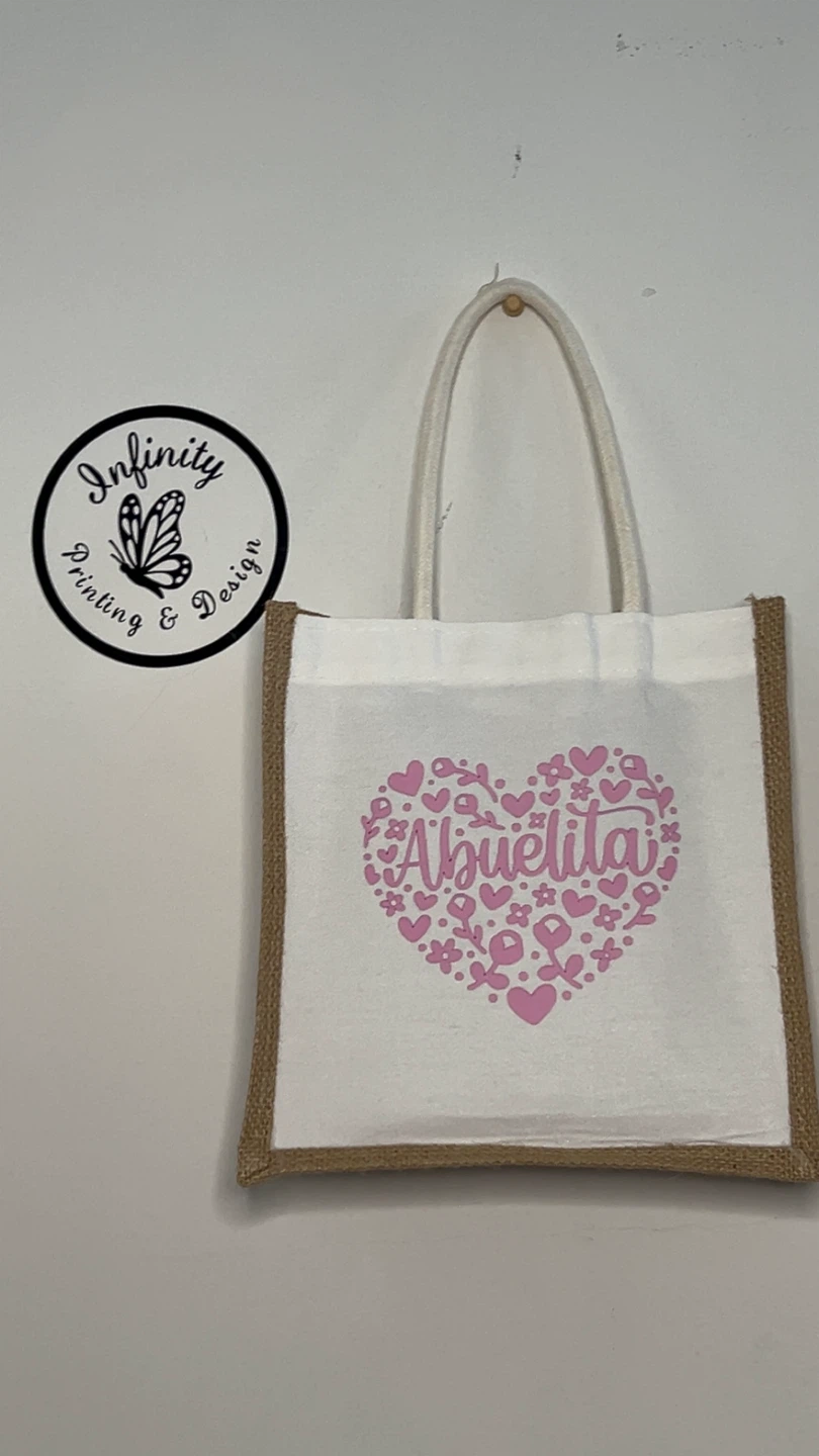 Abuelita Heart Jute Tote Bag