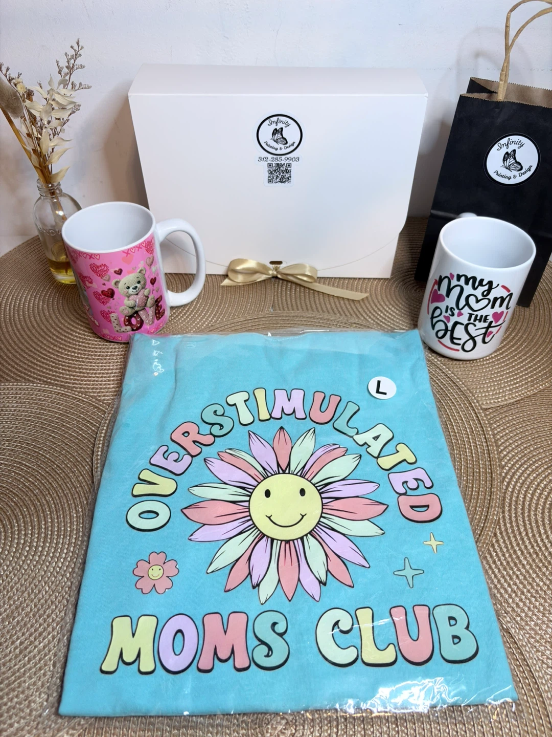 Overs-timulated Moms Club T-Shirt Size L