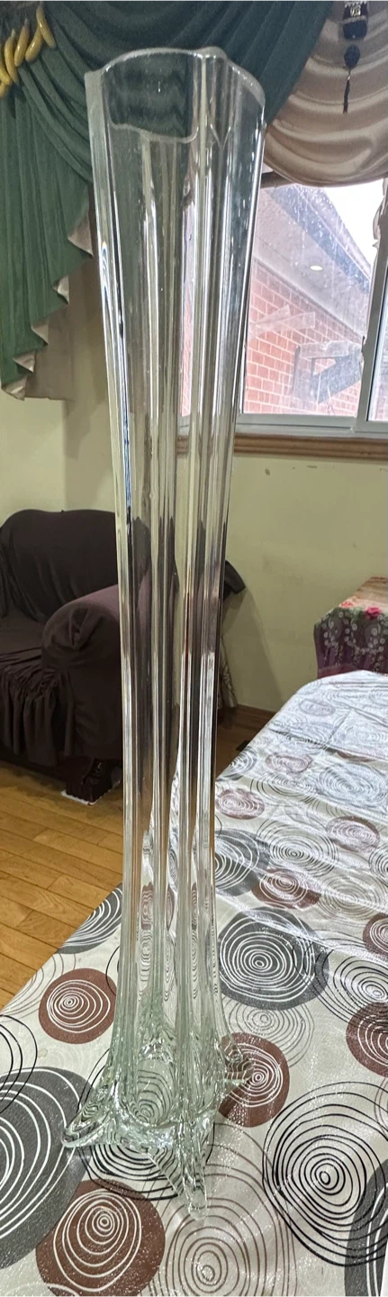 Tall Clear Glass Fluted Vase 59cm