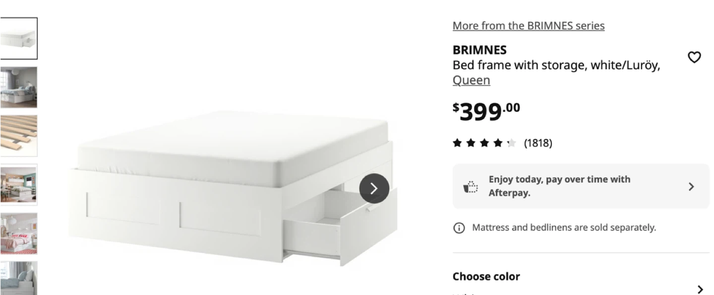 IKEA BRIMNES Queen Bed Frame with Storage, White