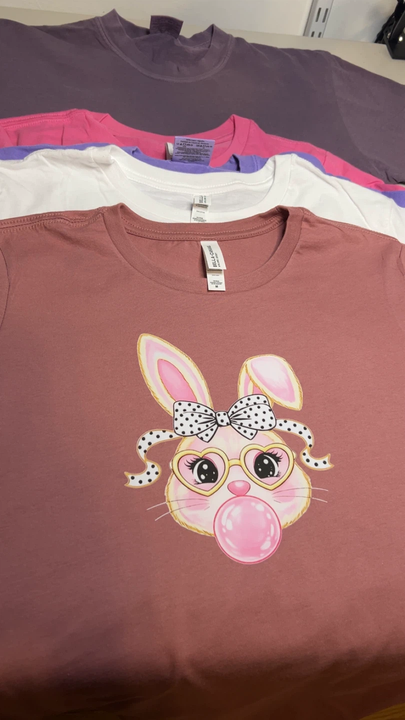Bella Canvas T-Shirt - Mauve Pink Bunny Graphic Tee