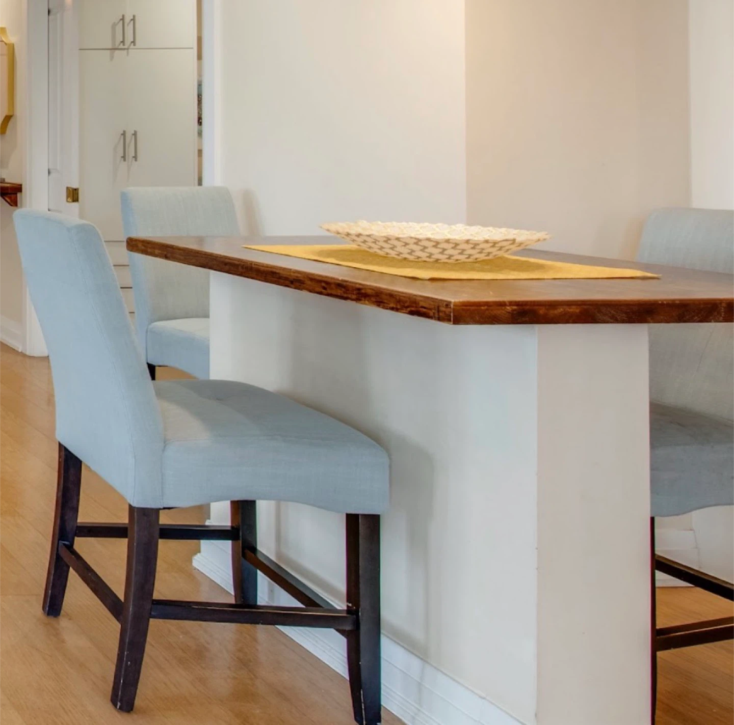 3 Upholstered Counter Height Chairs- The Brick