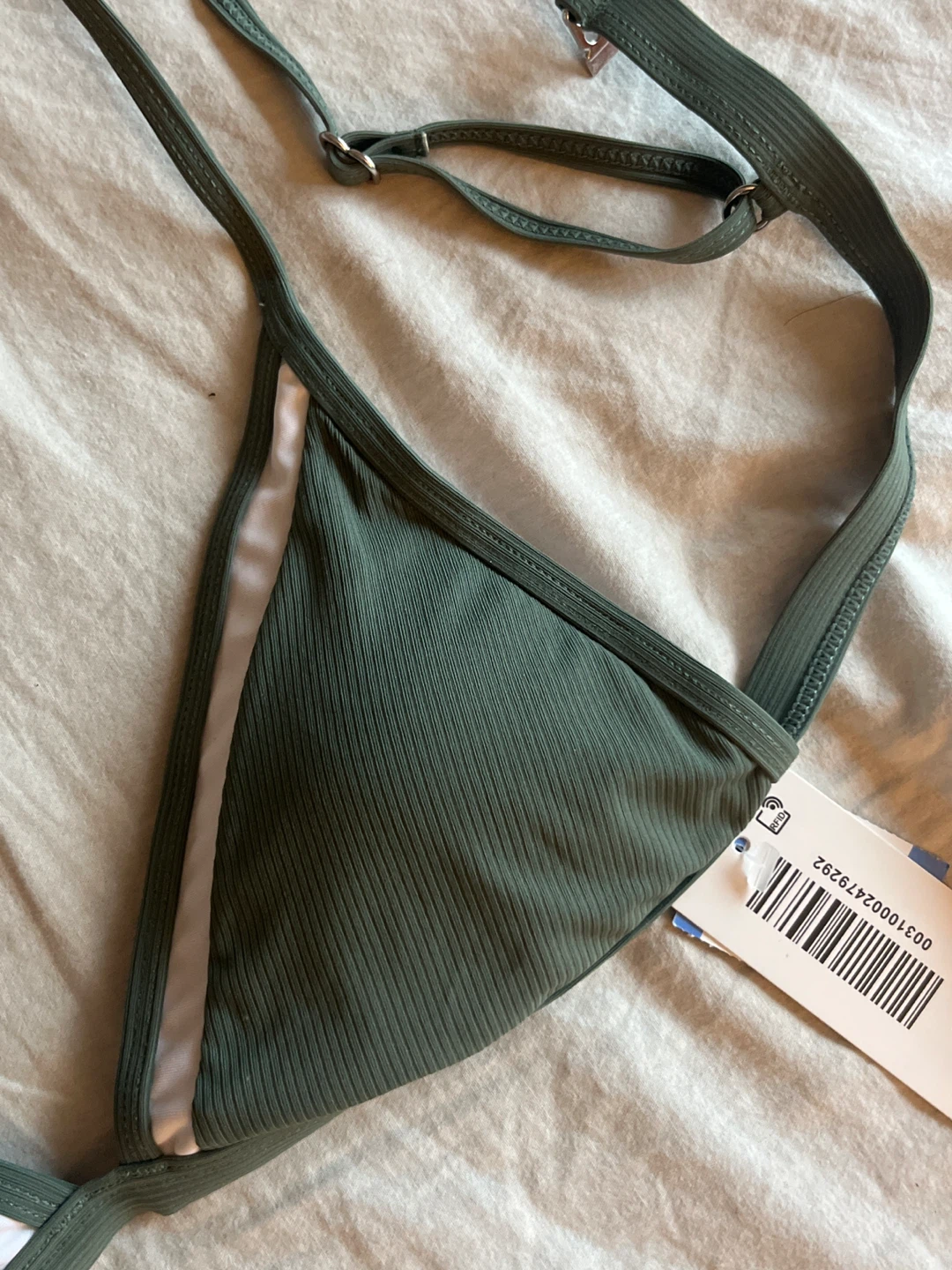 Green Ribbed Bikini Top - Size M - photo 3