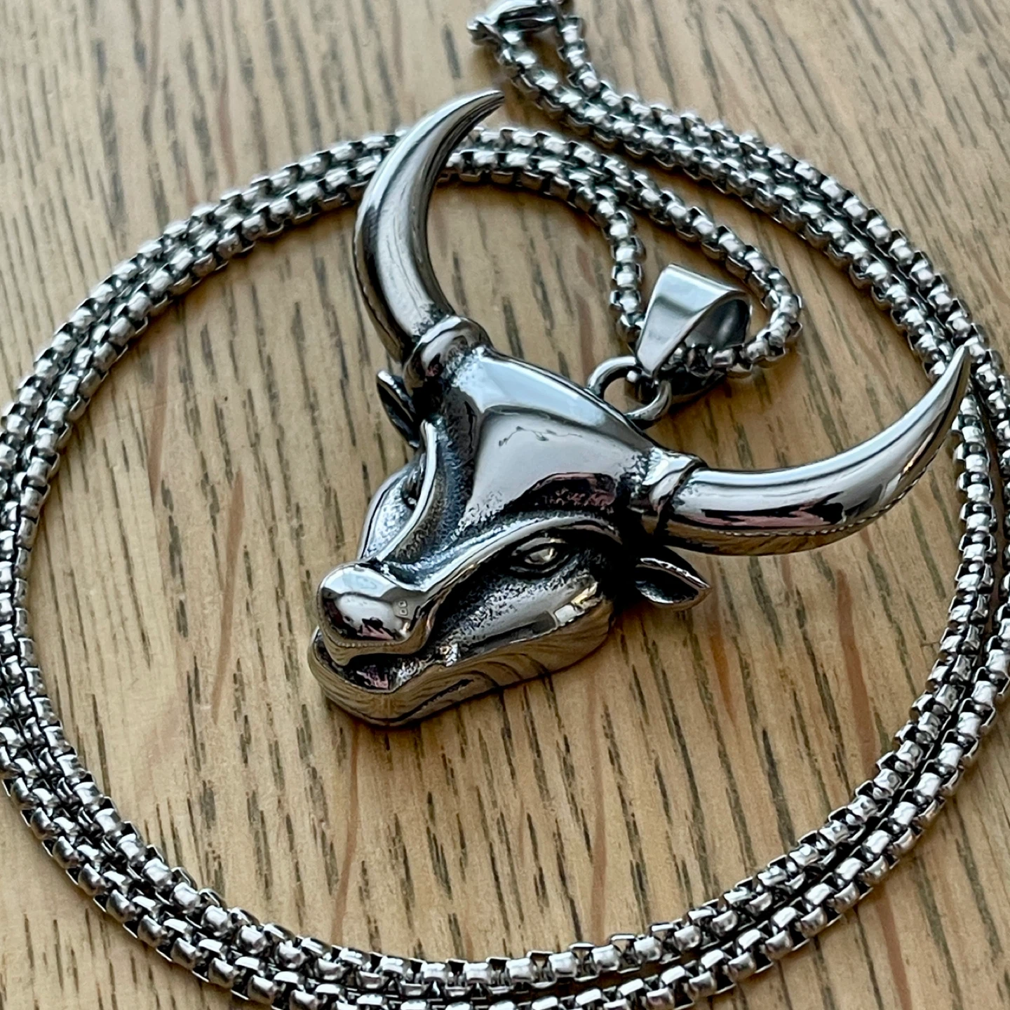 Bull head “Taurus zodiac” stainless steel necklace - Vigor - photo 2