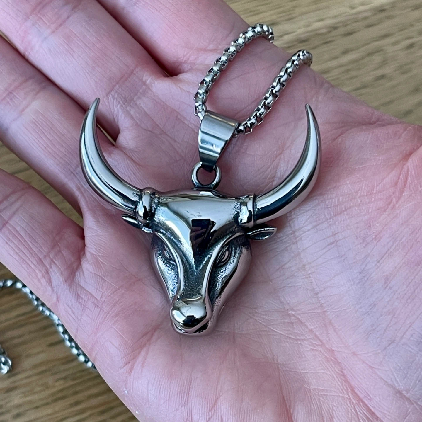 Bull head “Taurus zodiac” stainless steel necklace - Vigor - photo 4