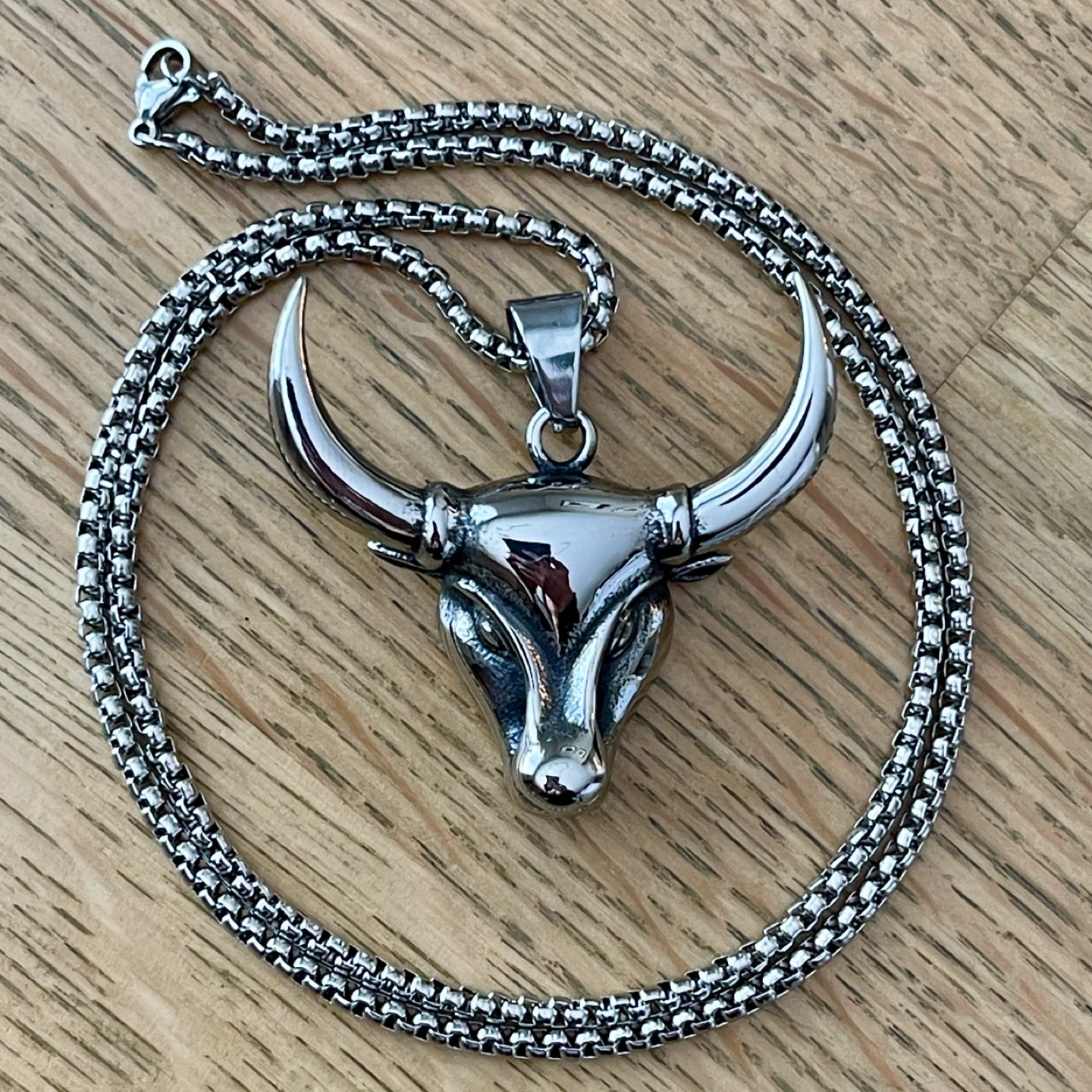 Bull head “Taurus zodiac” stainless steel necklace - Vigor - photo 3