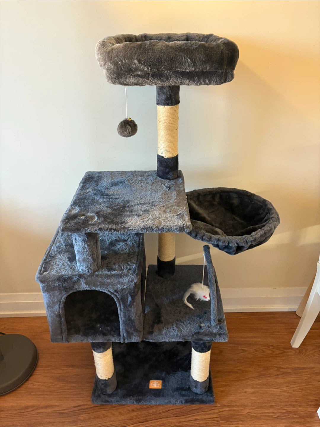 Grey Cat Tree with Condo and Dangling Toys - photo 2