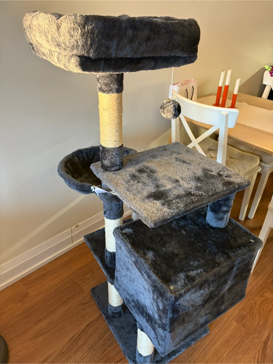 Grey Cat Tree with Condo and Dangling Toys - photo 5