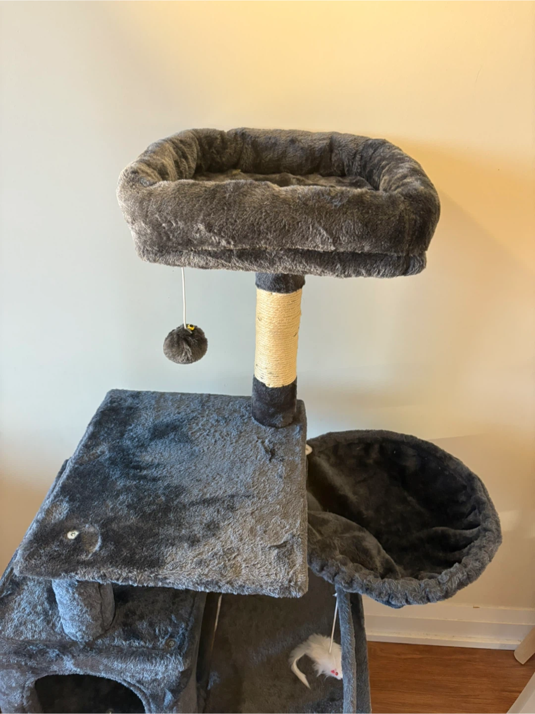 Grey Cat Tree with Condo and Dangling Toys - photo 4