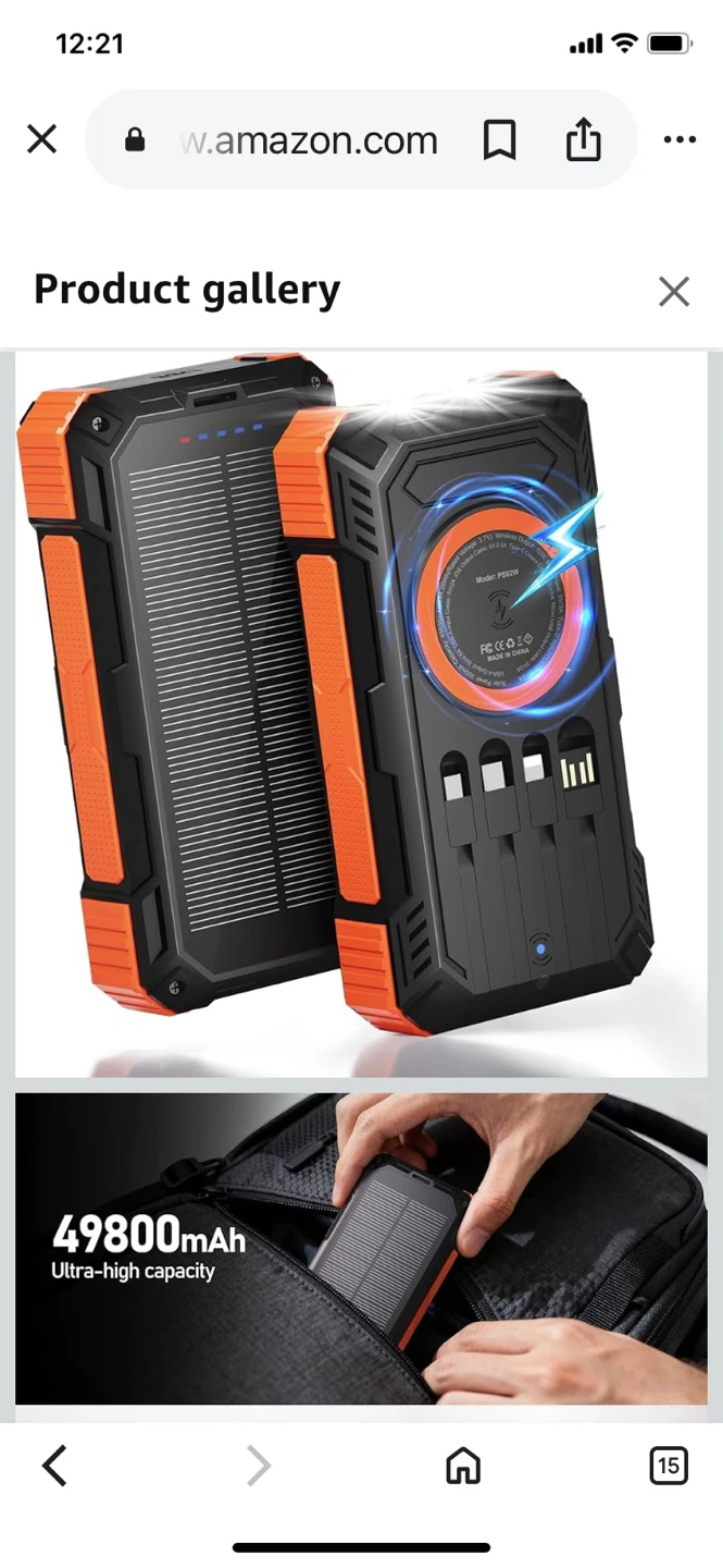 49800mAh Solar portable Power Bank /Wireless & Flashlight - photo 3