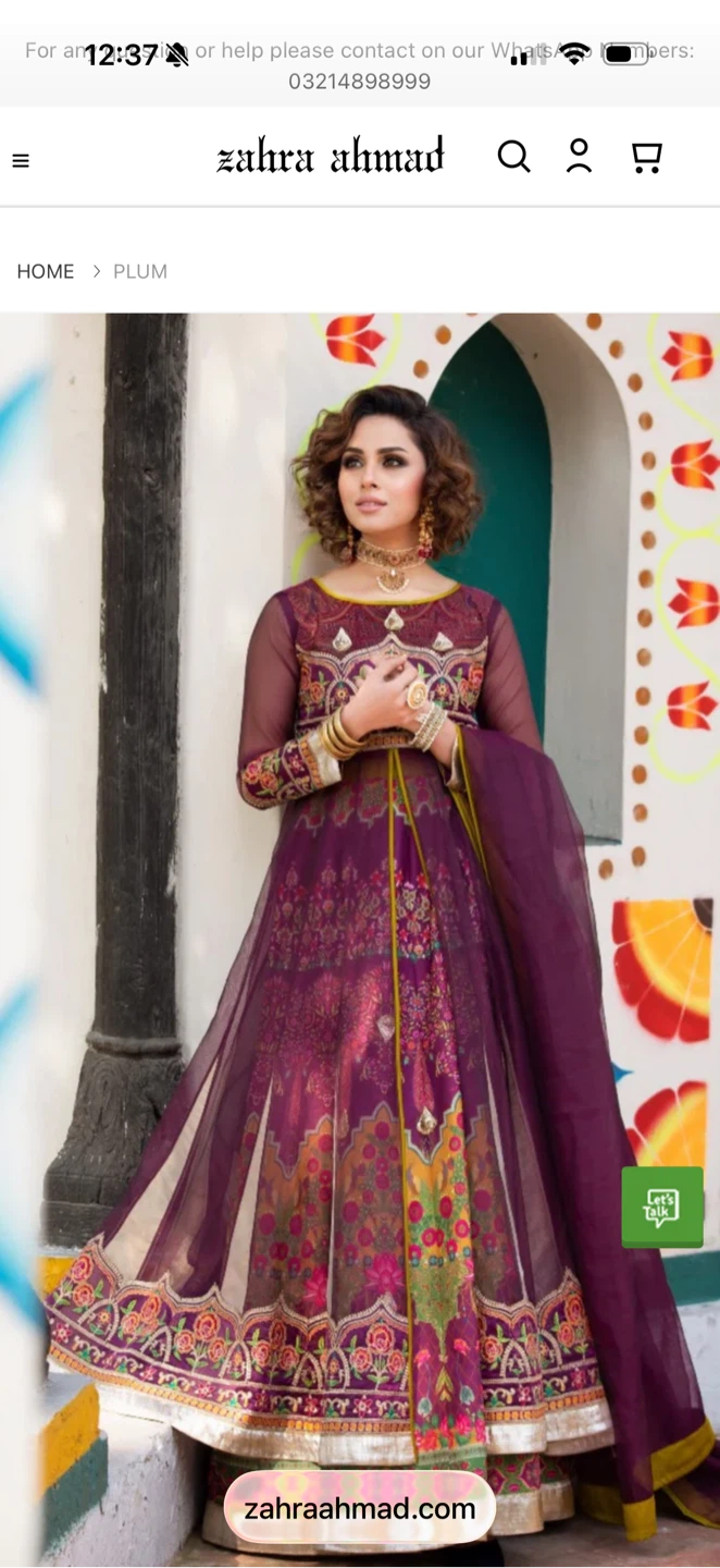 Zahra Ahmad Purple Embroidered Dress brand new