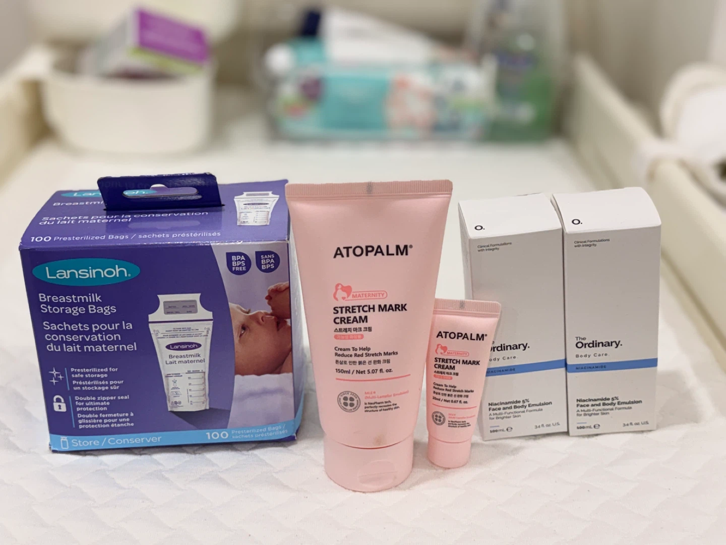 Atopalm Stretch Mark Cream & The Ordinary Niacinamide