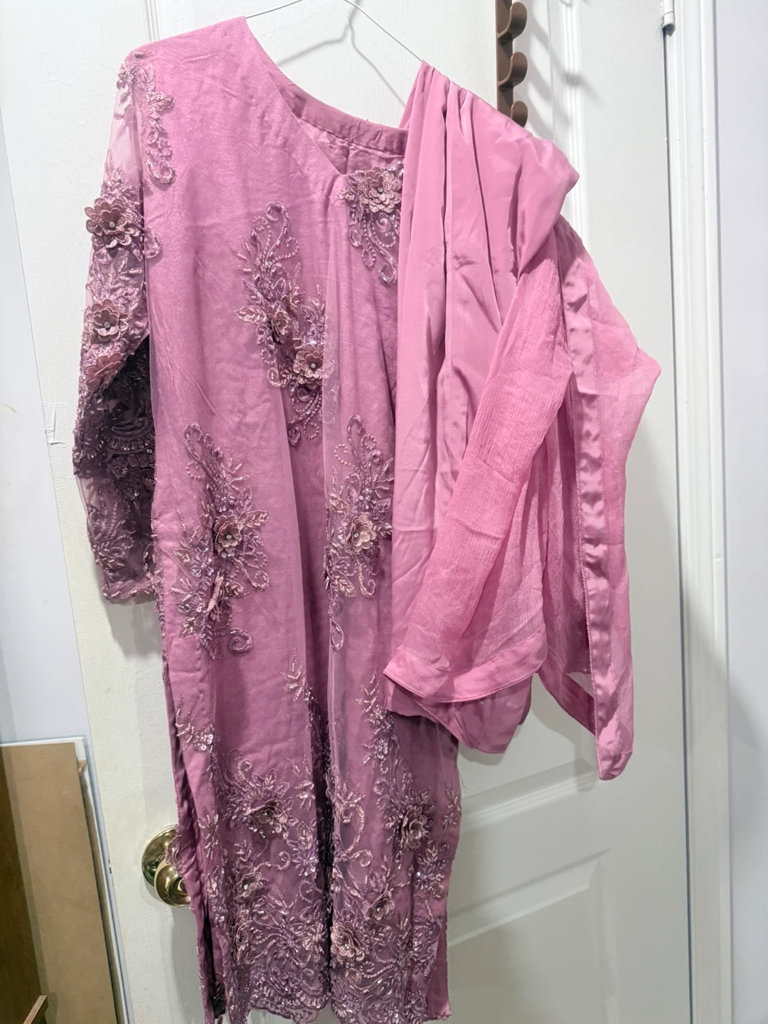 Pink Embroidered Kurti with Dupatta