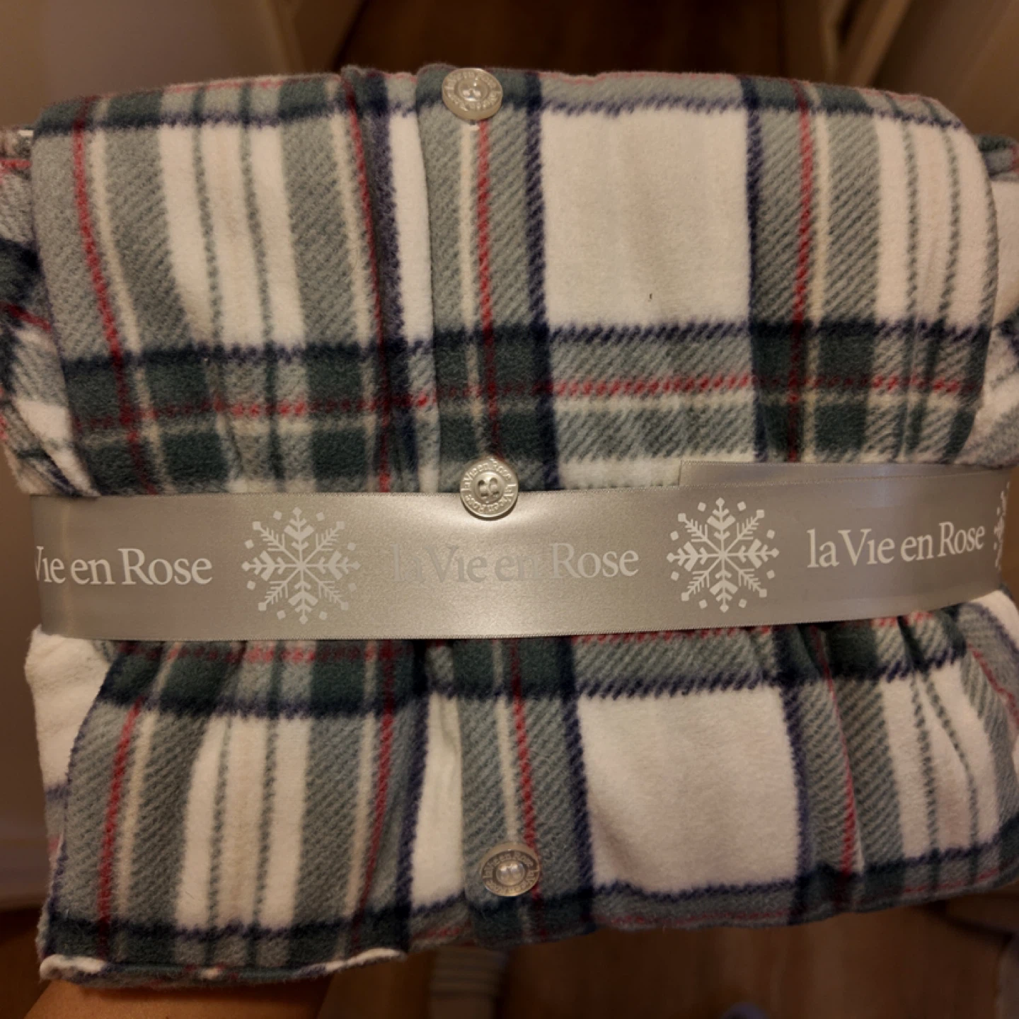 La Vie en Rose Plaid Flannel Pajama Set XS - photo 4